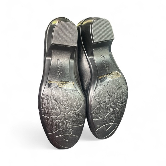 Clarks Partridge Women’s Pleated Leather Slip On Shoes Black Loafers 89487 Sz 7 - Picture 7 of 8